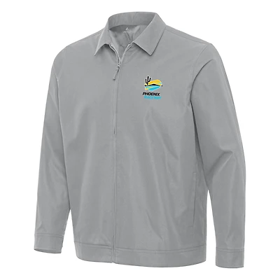 Men's Antigua Gray Phoenix Raceway Pivot Full-Zip Jacket