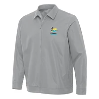 Men's Antigua  Gray Phoenix Raceway Pivot Full-Zip Jacket