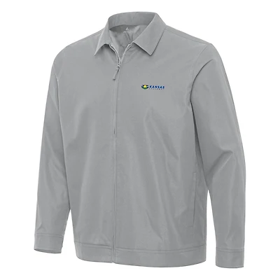 Men's Antigua Gray Kansas Speedway Pivot Full-Zip Jacket
