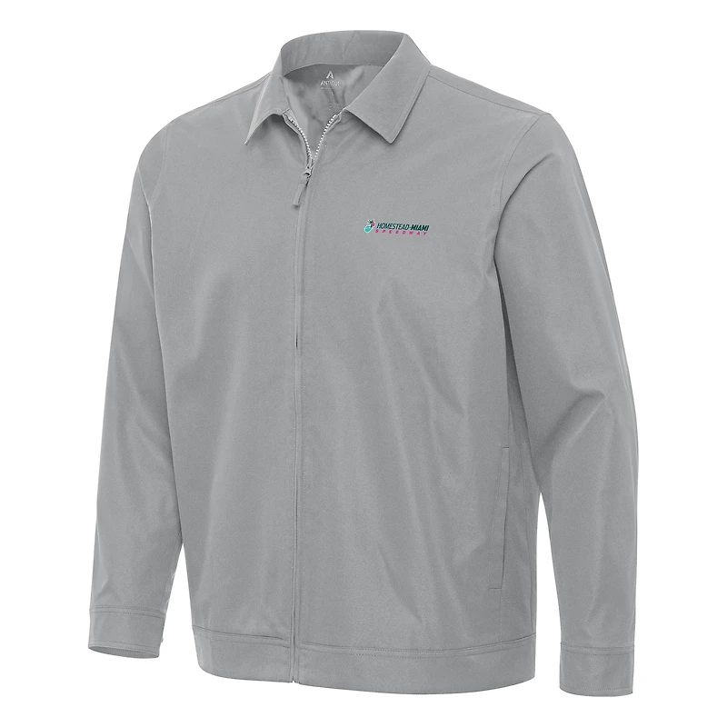 Men's Antigua  Gray Homestead-Miami Speedway Pivot Full-Zip Jacket