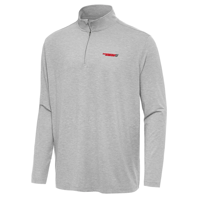 Men's Antigua Heather Gray Martinsville Speedway Hunk Quarter-Zip Pullover Top