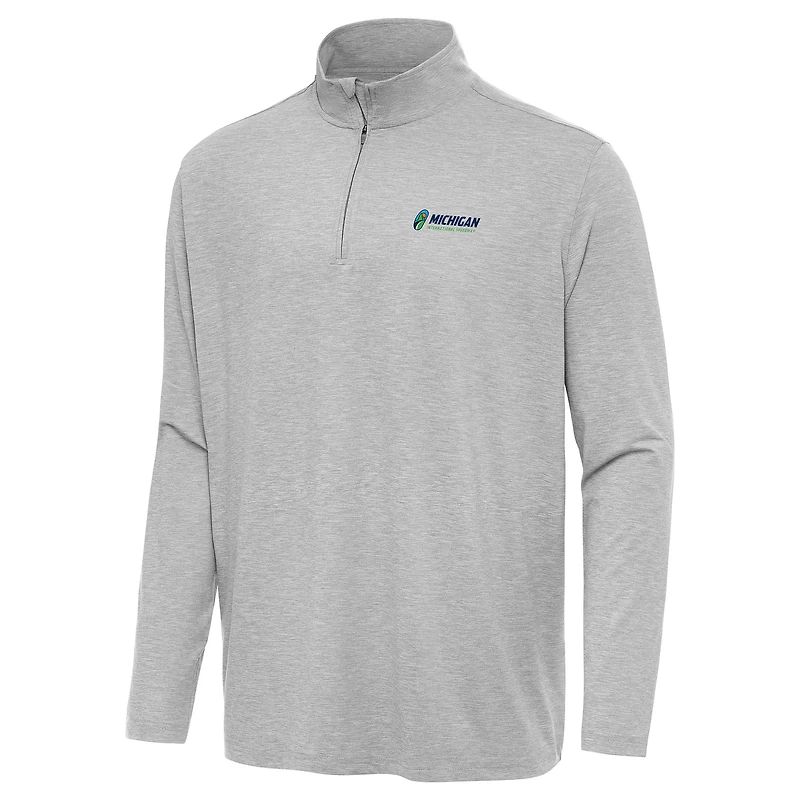 Men's Antigua  Heather Gray Michigan International Speedway Hunk Quarter-Zip Pullover Top