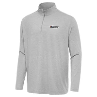 Men's Antigua Heather Gray NASCAR Hunk Quarter-Zip Pullover Top