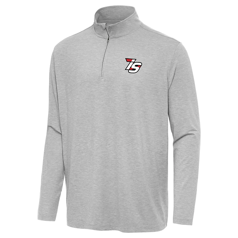 Men's Antigua Heather Gray Iowa Speedway Hunk Quarter-Zip Pullover Top