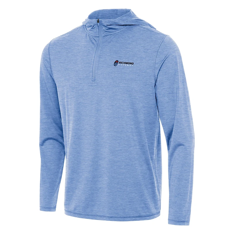 Men's Antigua Heather Powder Blue Richmond Raceway Tidy Quarter-Zip Pullover Hoodie