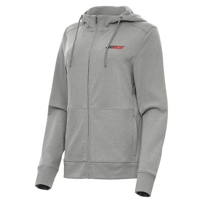 Women's Antigua Heather Gray Richard Childress Racing Seeker Full-Zip Hoodie Jacket