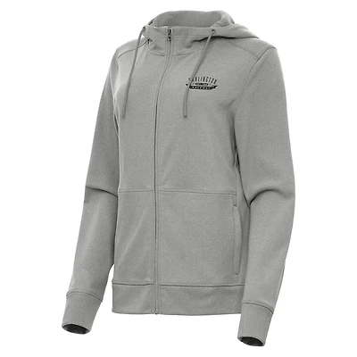 Women's Antigua Heather Gray Darlington Raceway Seeker Full-Zip Hoodie Jacket