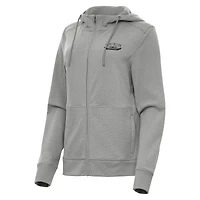 Women's Antigua Heather Gray Darlington Raceway Seeker Full-Zip Hoodie Jacket