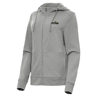 Women's Antigua Heather Gray Daytona International Speedway Seeker Full-Zip Hoodie Jacket