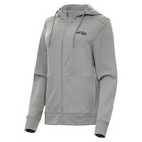 Women's Antigua Heather Gray Joe Gibbs Racing Seeker Full-Zip Hoodie Jacket