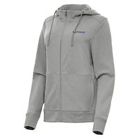 Women's Antigua Heather Gray Kansas Speedway Seeker Full-Zip Hoodie Jacket