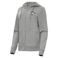 Women's Antigua Heather Gray Iowa Speedway Seeker Full-Zip Hoodie Jacket