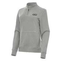 Women's Antigua Heather Gray Darlington Raceway Crush Quarter-Zip Jacket