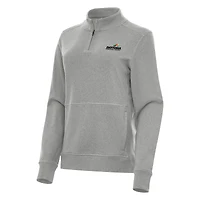 Women's Antigua Heather Gray Daytona International Speedway Crush Quarter-Zip Jacket