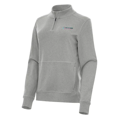Women's Antigua Heather Gray Homestead-Miami Speedway Crush Quarter-Zip Jacket