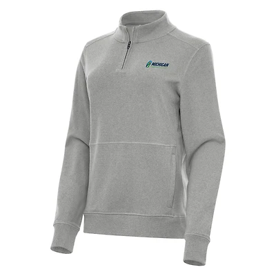 Women's Antigua Heather Gray Michigan International Speedway Crush Quarter-Zip Jacket