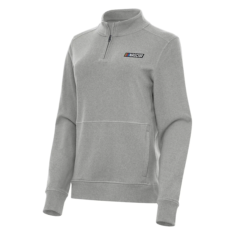 Women's Antigua Heather NASCAR Merchandise Crush Quarter-Zip Jacket