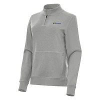 Women's Antigua Heather Gray Kansas Speedway Crush Quarter-Zip Jacket