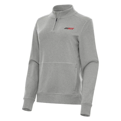 Women's Antigua Heather Gray Richard Childress Racing Crush Quarter-Zip Jacket
