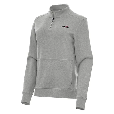 Women's Antigua Heather Gray Joe Gibbs Racing Crush Quarter-Zip Jacket