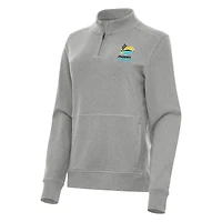 Women's Antigua Heather Gray Phoenix Raceway Crush Quarter-Zip Jacket