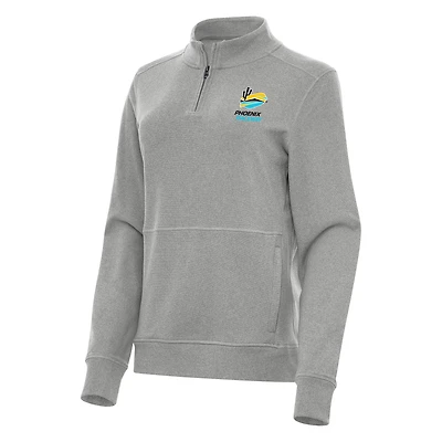 Women's Antigua Heather Gray Phoenix Raceway Crush Quarter-Zip Jacket