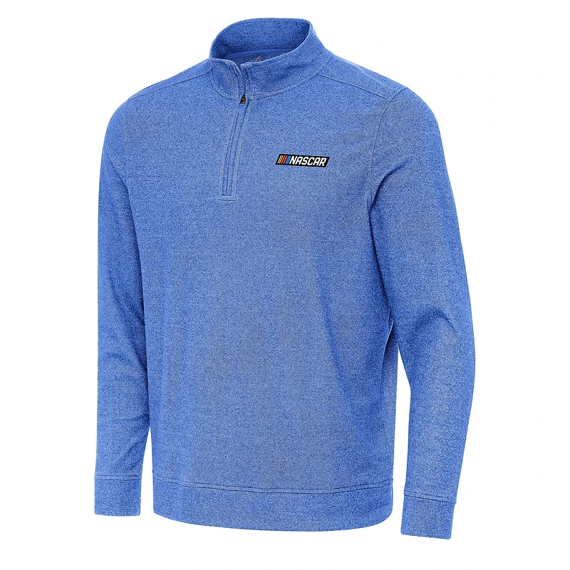Men's Antigua Heather Royal NASCAR Merchandise Subtle 1/4 Zip Pullover Direct to Film