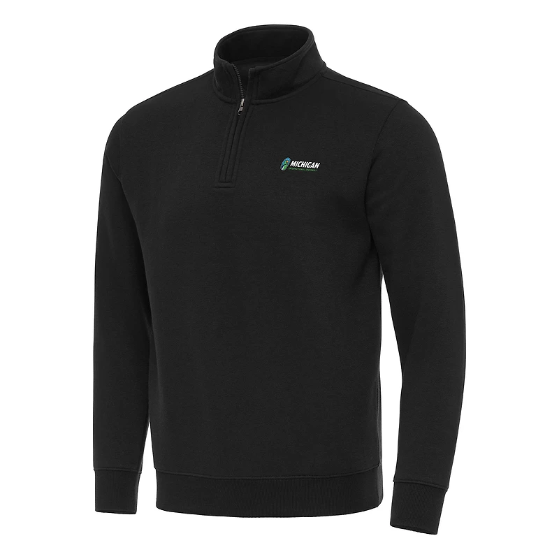 Men's Antigua Black Michigan International Speedway Victory Quarter-Zip Pullover Top