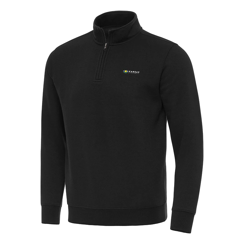 Men's Antigua Black Kansas Speedway Victory Quarter-Zip Pullover Top