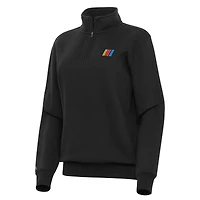 Women's Antigua Black NASCAR Merchandise Victory Quarter-Zip Top