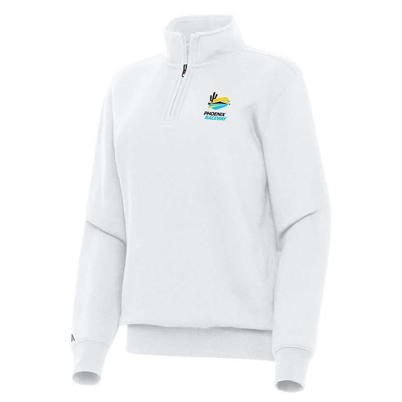 Women's Antigua White Phoenix Raceway Victory Quarter-Zip Top