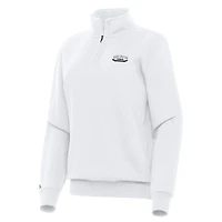 Women's Antigua White Darlington Raceway Victory Quarter-Zip Top
