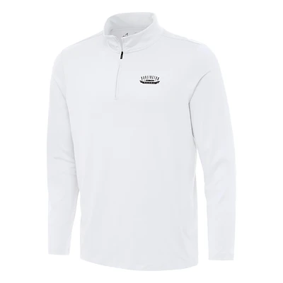 Men's Antigua White Darlington Raceway Reprocess Quarter-Zip Top
