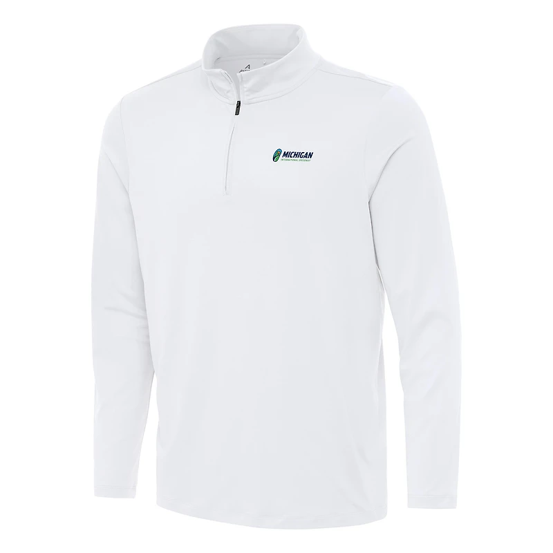 Men's Antigua White Michigan International Speedway Reprocess Quarter-Zip Top
