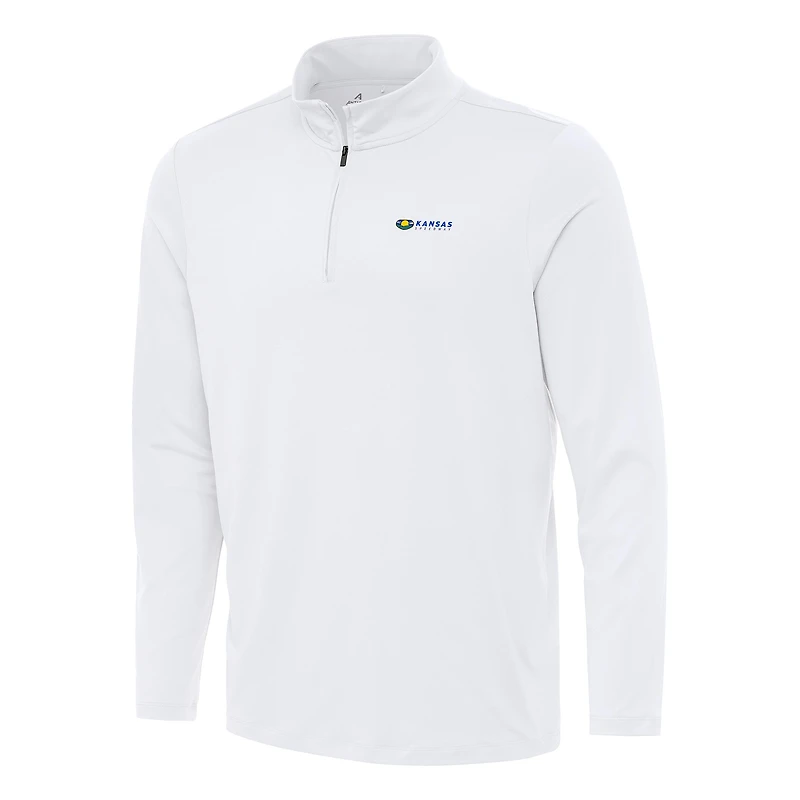 Men's Antigua White Kansas Speedway Reprocess Quarter-Zip Top