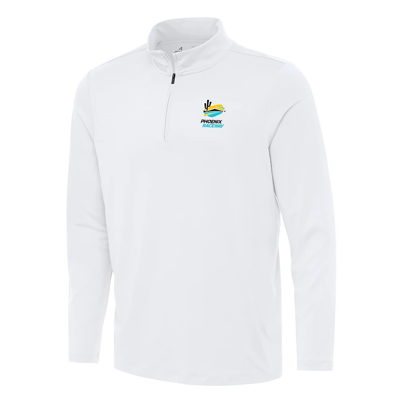 Men's Antigua White Phoenix Raceway Reprocess Quarter-Zip Top