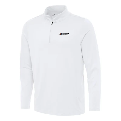 Men's Antigua White NASCAR Merchandise Reprocess Quarter-Zip Top