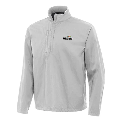 Men's Antigua Gray Daytona International Speedway Brisk Quarter-Zip Pullover Jacket
