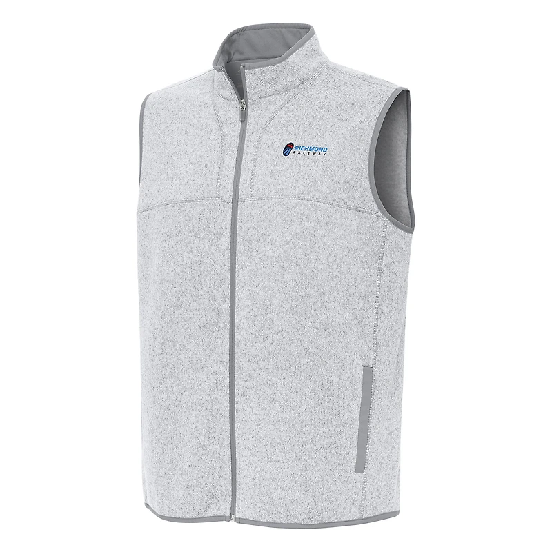 Men's Antigua Heather Gray Richmond Raceway Fortune Full-Zip Vest