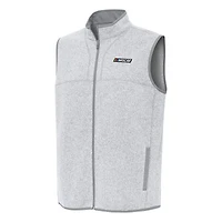 Men's Antigua Heather Gray NASCAR Merchandise Fortune Full-Zip Vest