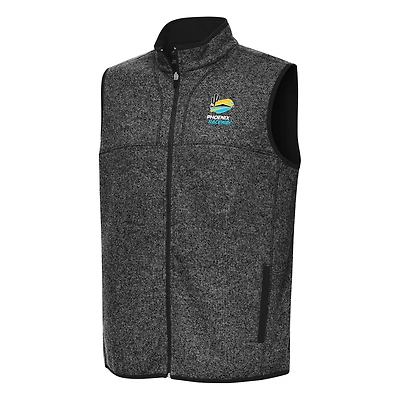 Men's Antigua Heather Black Phoenix Raceway Fortune Full-Zip Vest