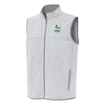 Men's Antigua Heather Gray Phoenix Raceway Fortune Full-Zip Vest