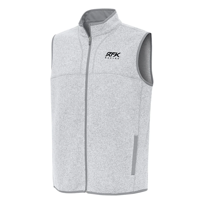 Men's Antigua Heather Gray Roush Fenway Keselowski Racing Fortune Full-Zip Vest