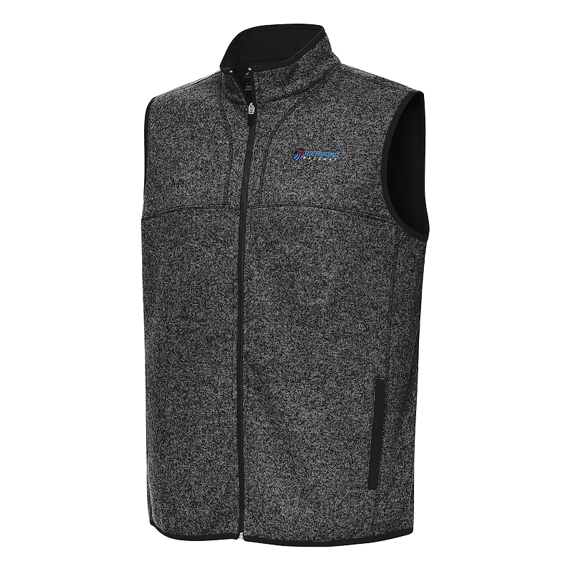 Men's Antigua Heather Black Richmond Raceway Fortune Full-Zip Vest