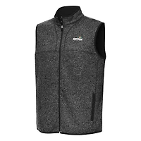 Men's Antigua Heather Black Daytona International Speedway Fortune Full-Zip Vest