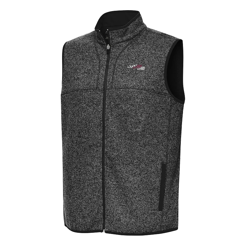 Men's Antigua Heather Black Joe Gibbs Racing Fortune Full-Zip Vest