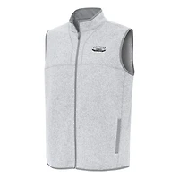 Men's Antigua Heather Gray Darlington Raceway Fortune Full-Zip Vest