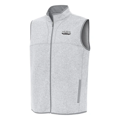 Men's Antigua Heather Gray Darlington Raceway Fortune Full-Zip Vest