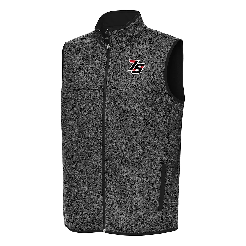 Men's Antigua Heather Black Iowa Speedway Fortune Full-Zip Vest