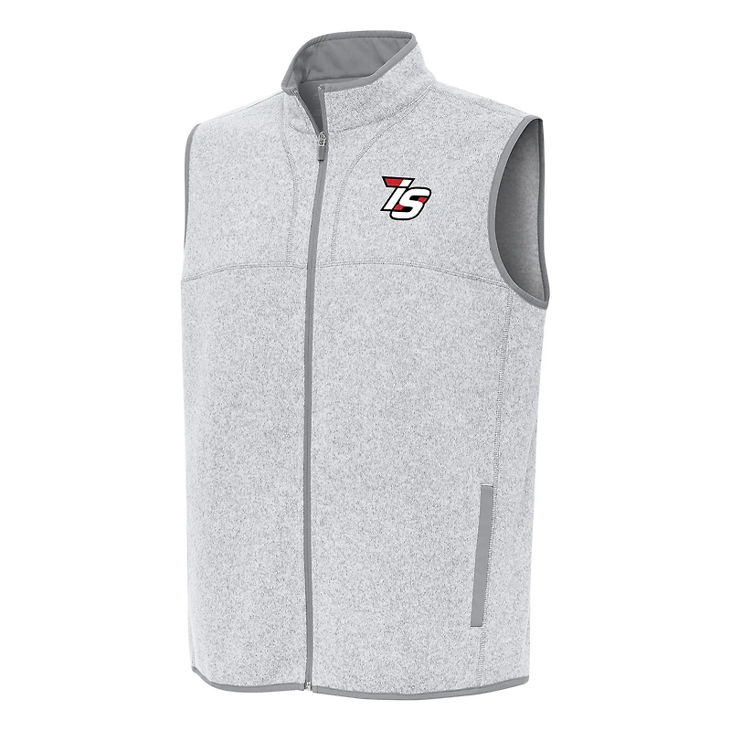Men's Antigua Heather Gray Iowa Speedway Fortune Full-Zip Vest